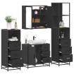 Juego de muebles de baño 4 pzas madera contrachapada negro