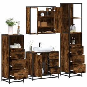 Set de muebles baño 4 pzas madera contrachapada roble