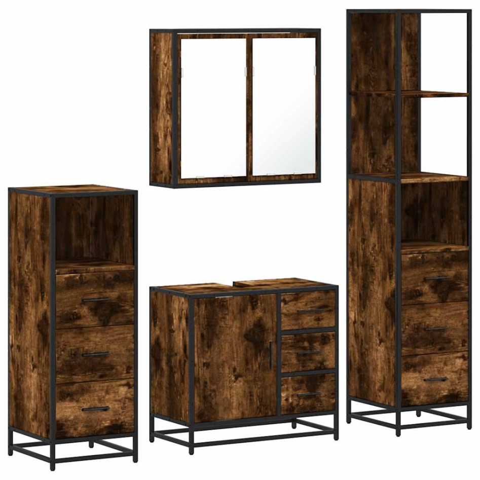 Set de muebles baño 4 pzas madera contrachapada roble