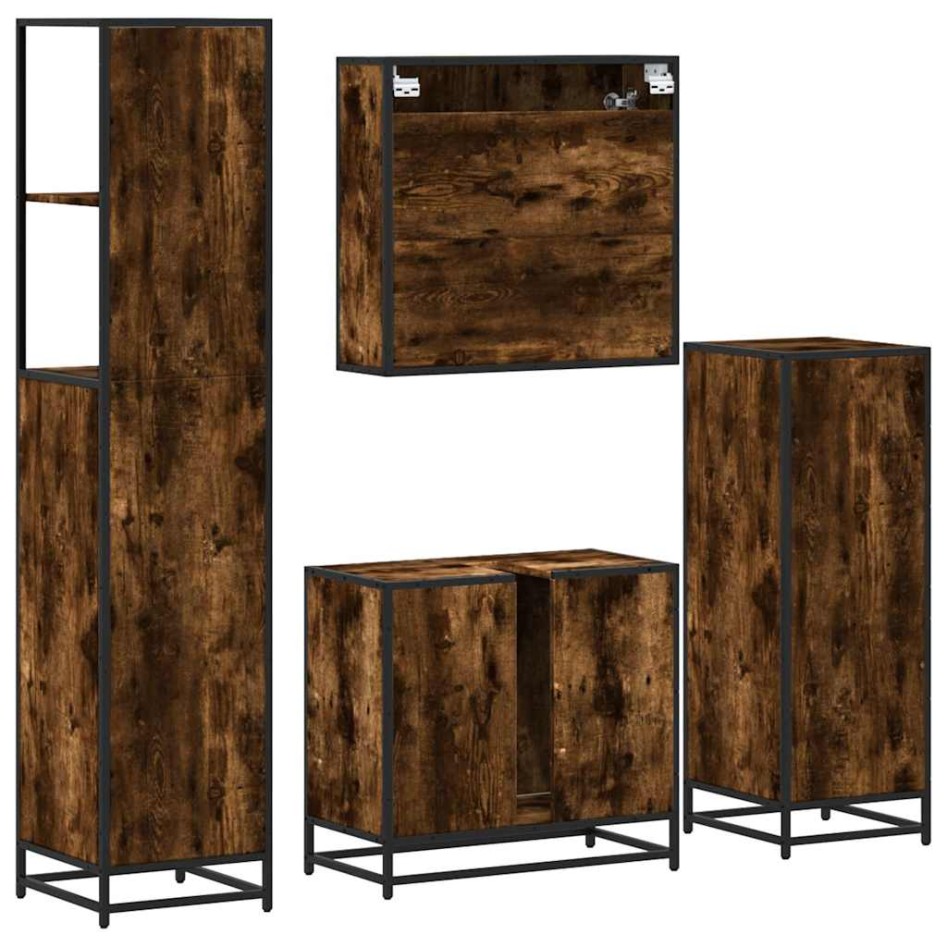 Set de muebles baño 4 pzas madera contrachapada roble