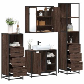 Set de muebles baño 4 pzas madera contrachapada roble
