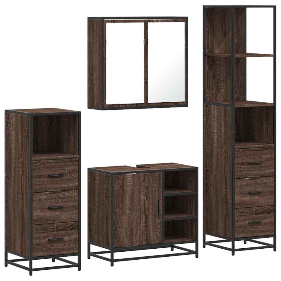 Set de muebles baño 4 pzas madera contrachapada roble