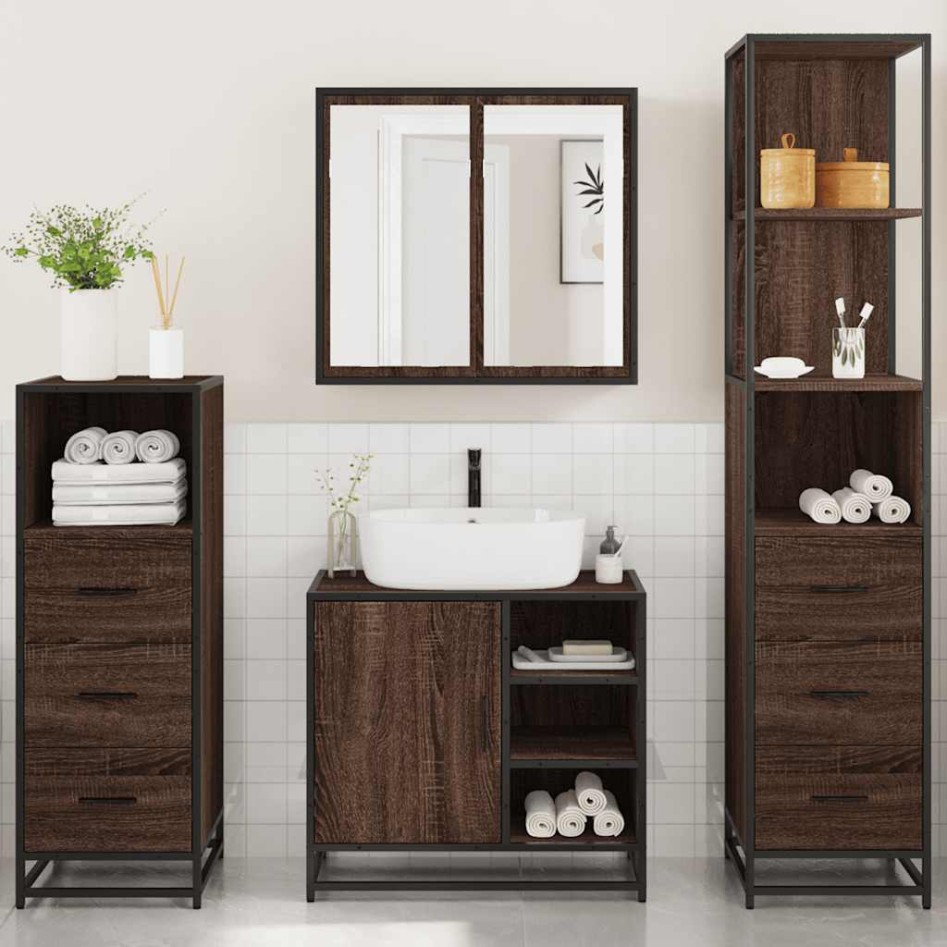 Set de muebles baño 4 pzas madera contrachapada roble