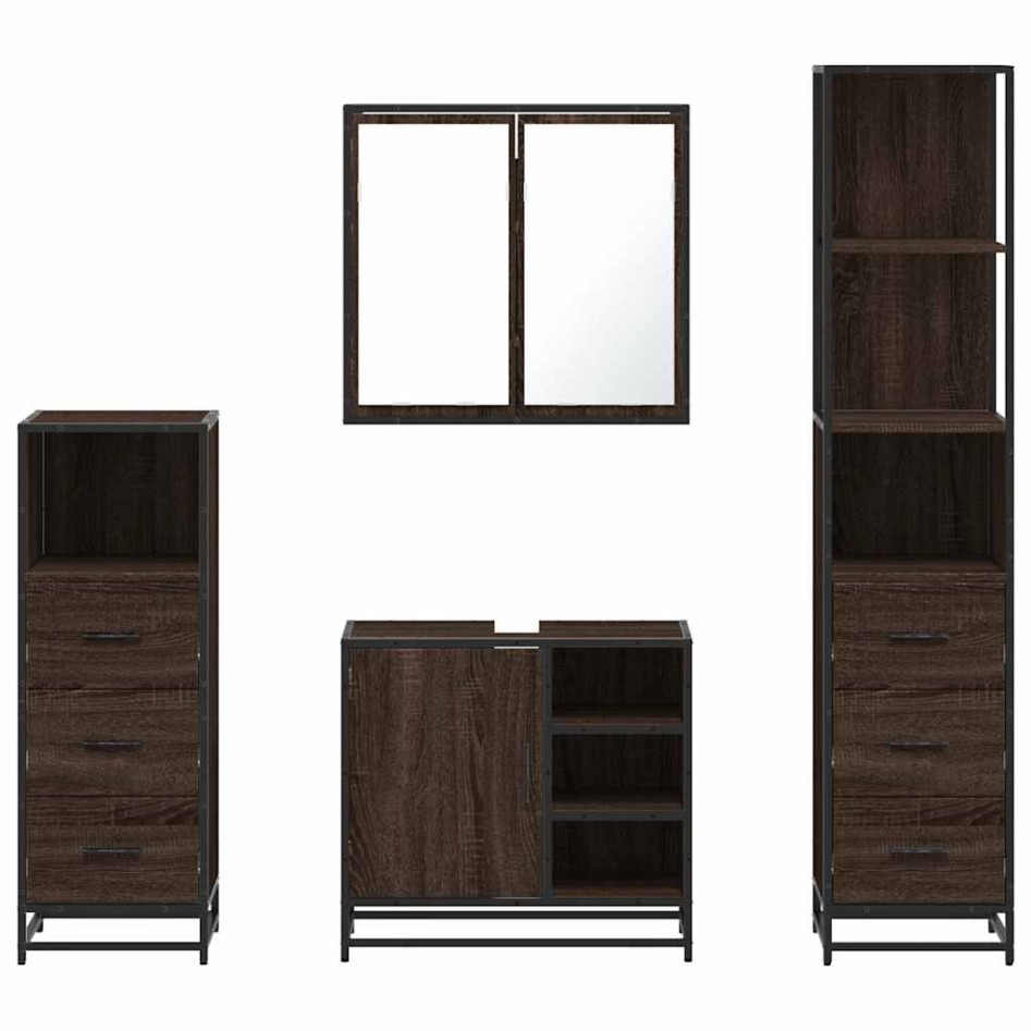 Set de muebles baño 4 pzas madera contrachapada roble