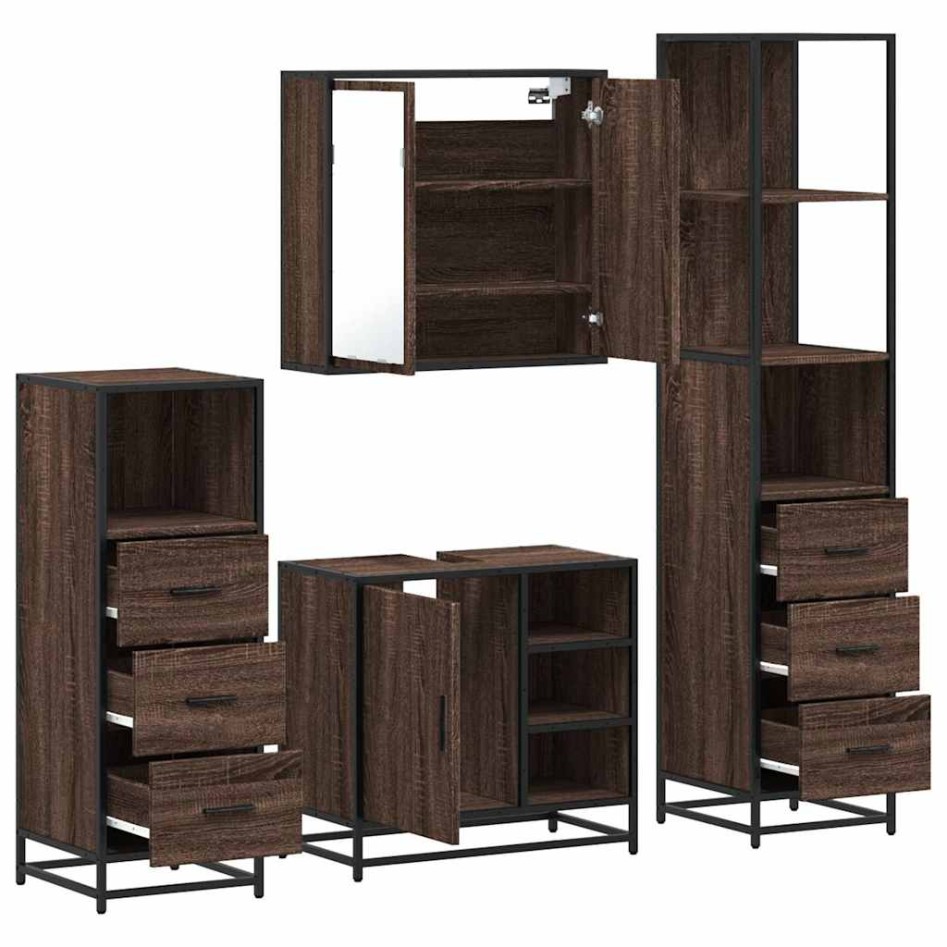 Set de muebles baño 4 pzas madera contrachapada roble