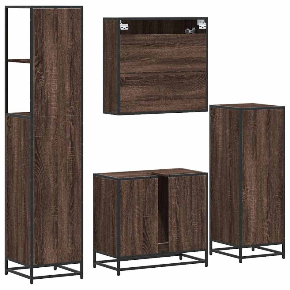 Set de muebles baño 4 pzas madera contrachapada roble