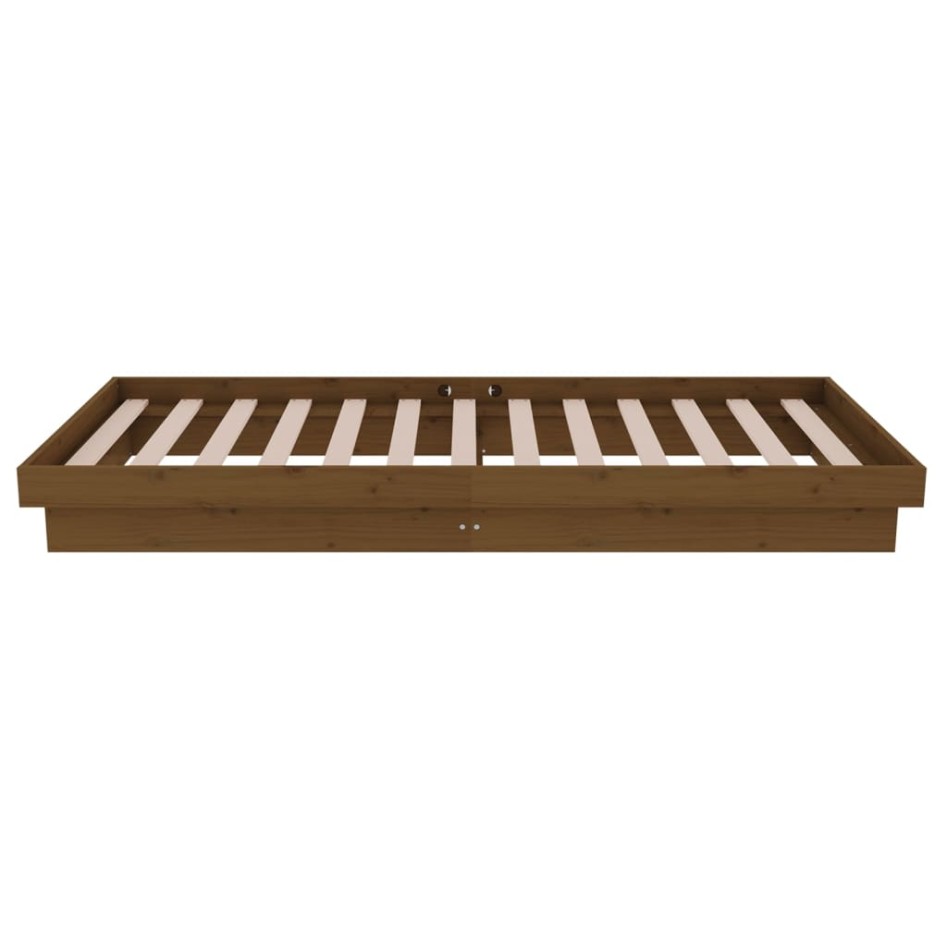 Estructura de cama madera maciza marrón miel 75x190
