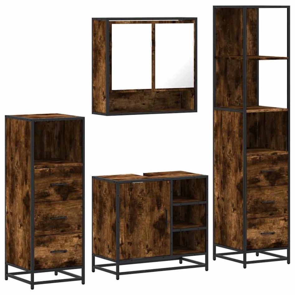Set de muebles baño 4 pzas madera contrachapada roble