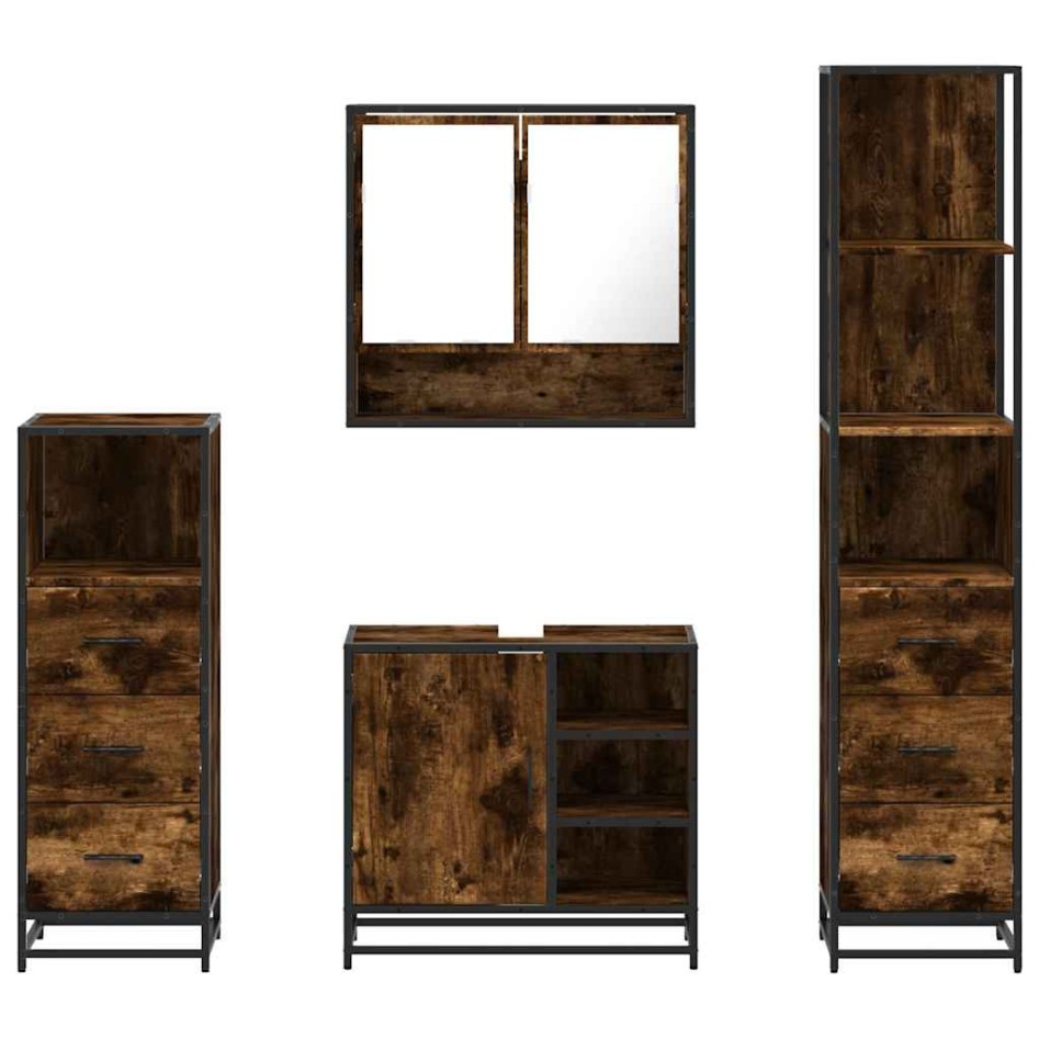 Set de muebles baño 4 pzas madera contrachapada roble