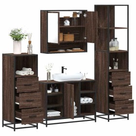 Set de muebles baño 4 pzas madera contrachapada roble