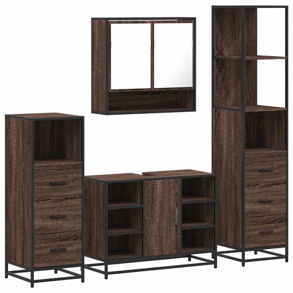 Set de muebles baño 4 pzas madera contrachapada roble