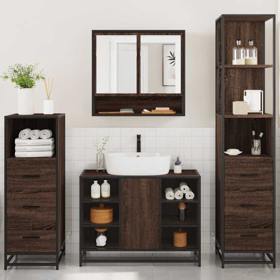 Set de muebles baño 4 pzas madera contrachapada roble