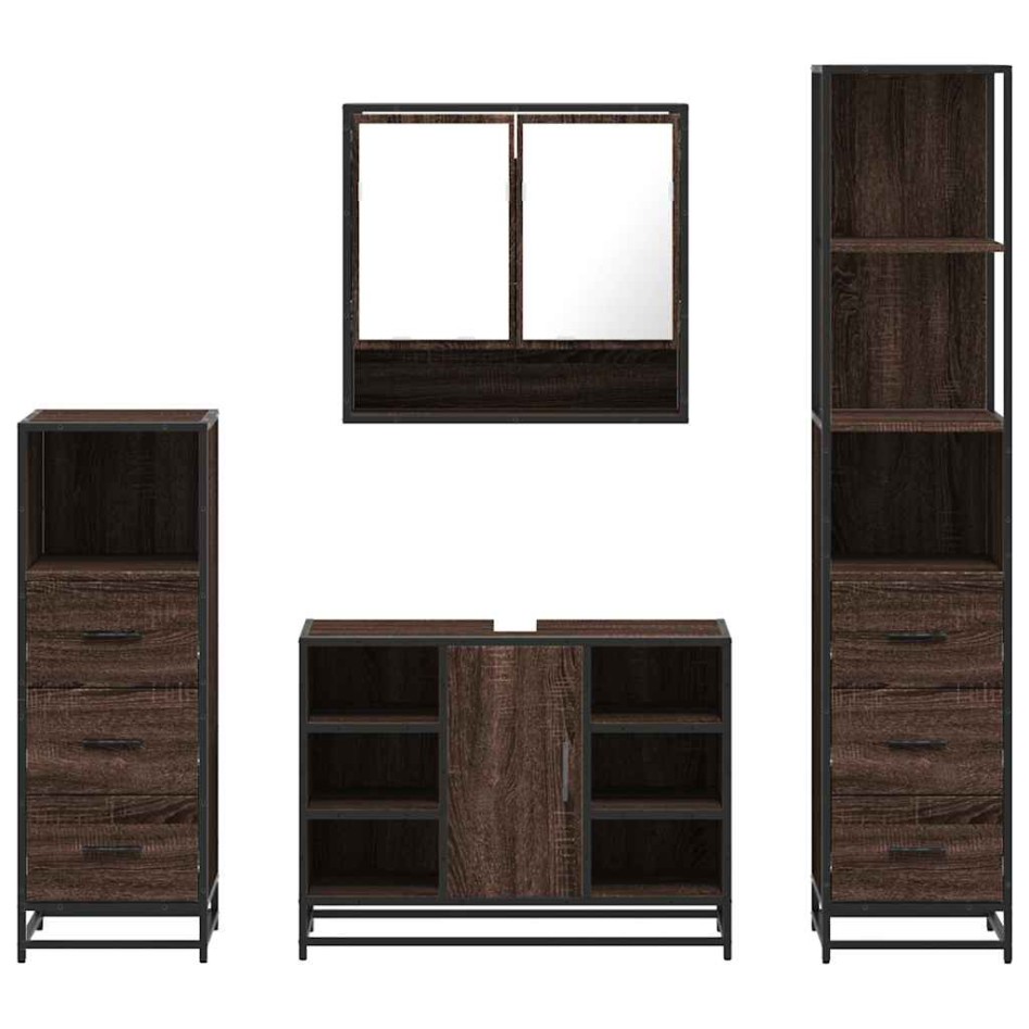 Set de muebles baño 4 pzas madera contrachapada roble