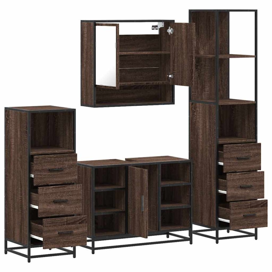 Set de muebles baño 4 pzas madera contrachapada roble