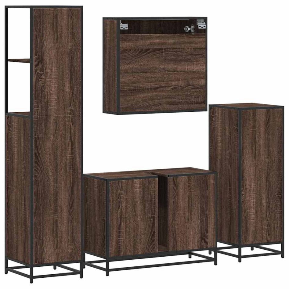 Set de muebles baño 4 pzas madera contrachapada roble