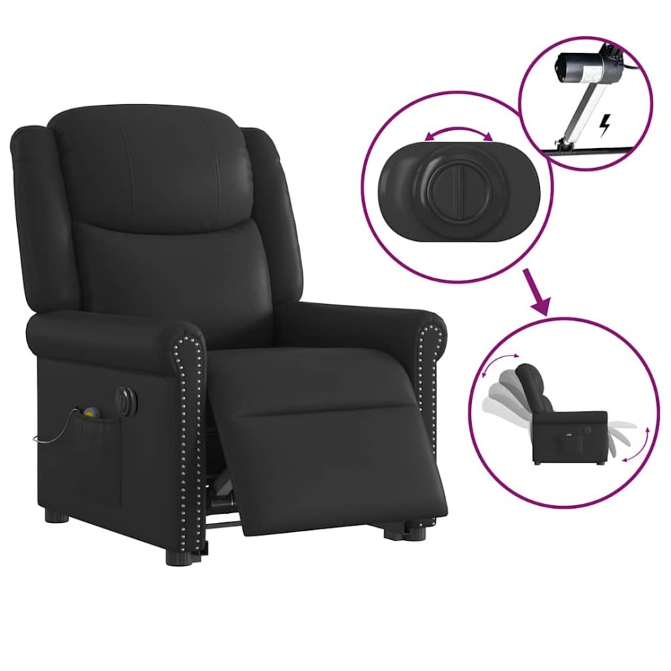 Sillón de masaje elevable eléctrico negro