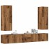 Muebles de TV de pared 5 uds madera vieja madera de