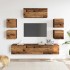Conjunto de mueble de TV 7 piezas montado la pared madera