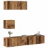 Conjunto de mueble de TV 4 piezas montado la pared madera