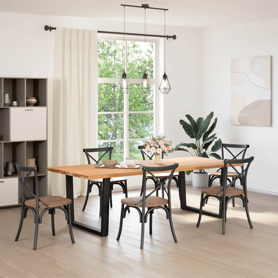 Patas mesa comedor forma V 2uds acero negro 100x(72-73,3)