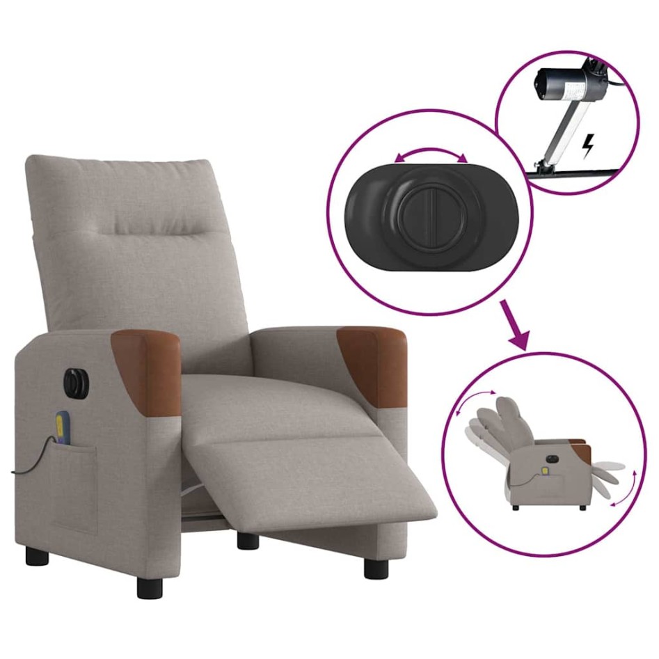 Sillón reclinable de masaje eléctrico tela gris