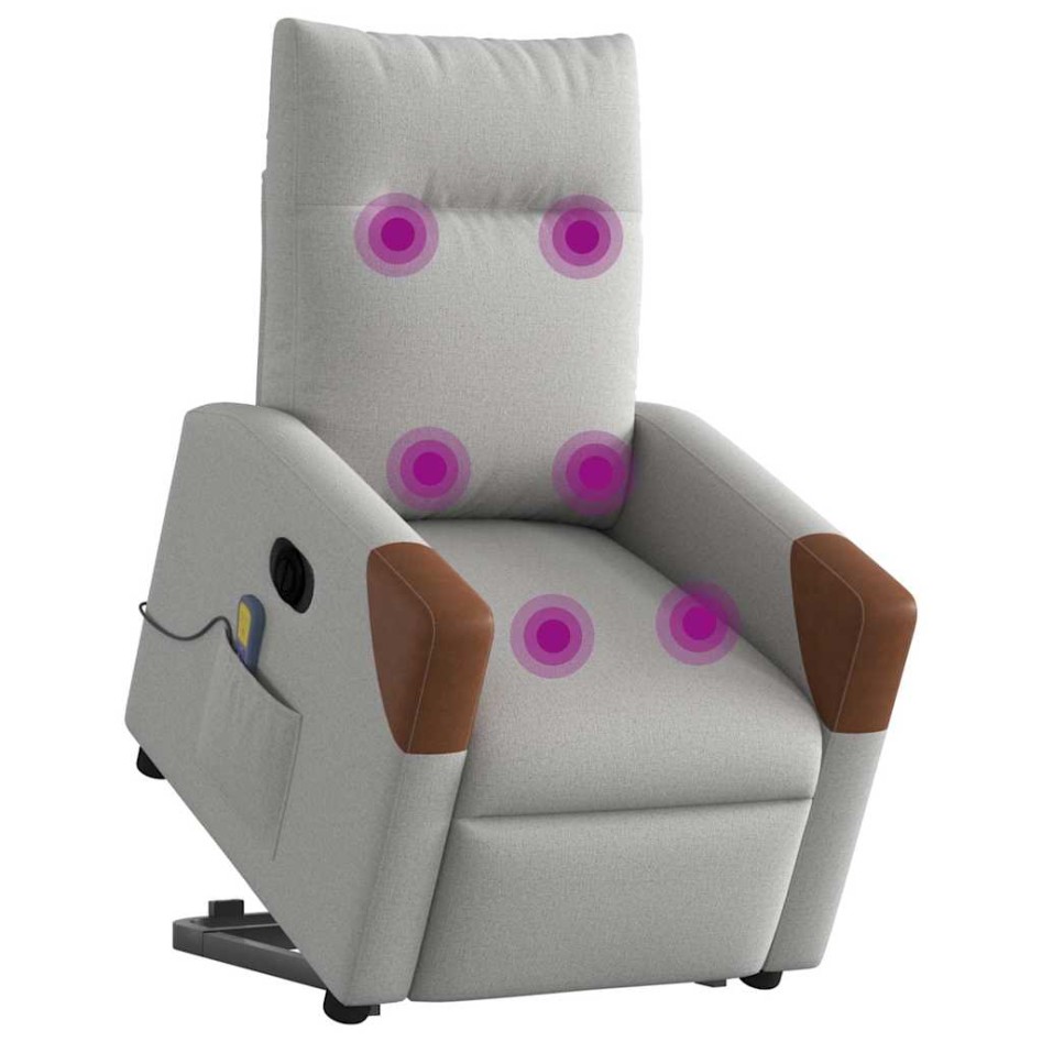 Sillón de masaje eléctrico reclinable elevable tela gris