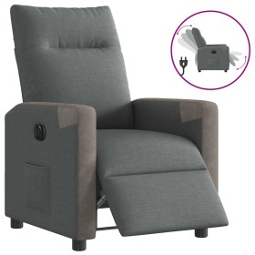 Sillón reclinable eléctrico de tela gris