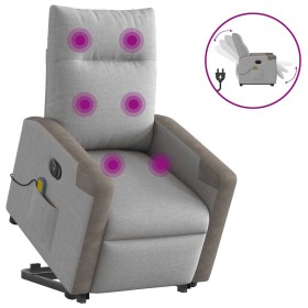 Sillón de masaje eléctrico reclinable elevable tela gris