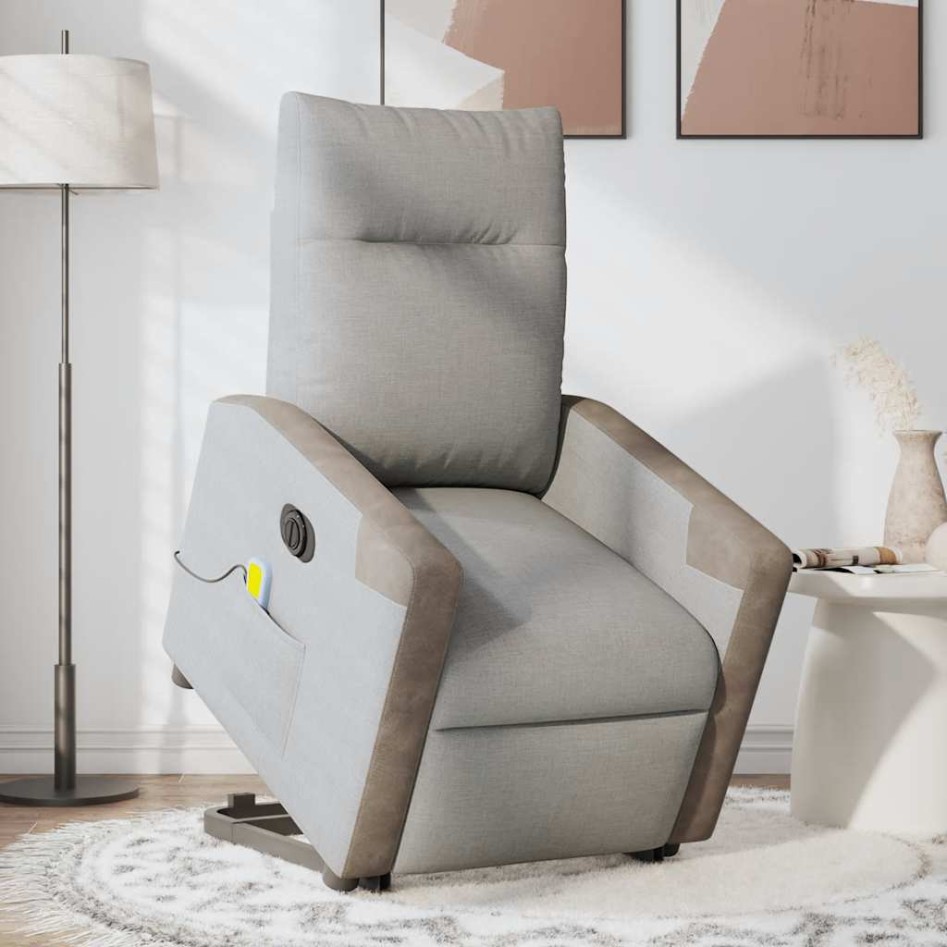 Sillón de masaje eléctrico reclinable elevable tela gris