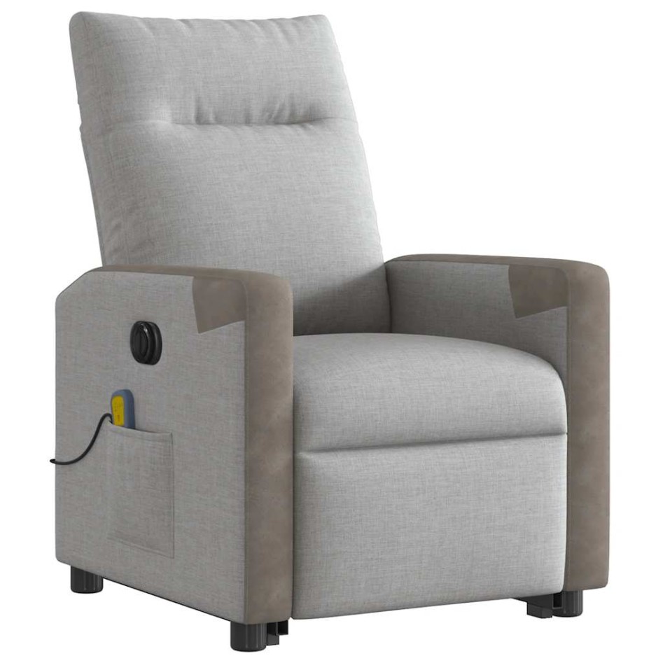 Sillón de masaje eléctrico reclinable elevable tela gris