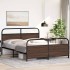 Estructura de cama sin colchón metal marrón roble 150x200