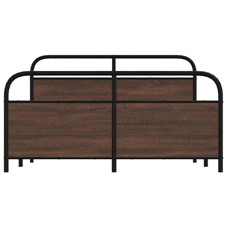 Estructura de cama sin colchón metal marrón roble 150x200