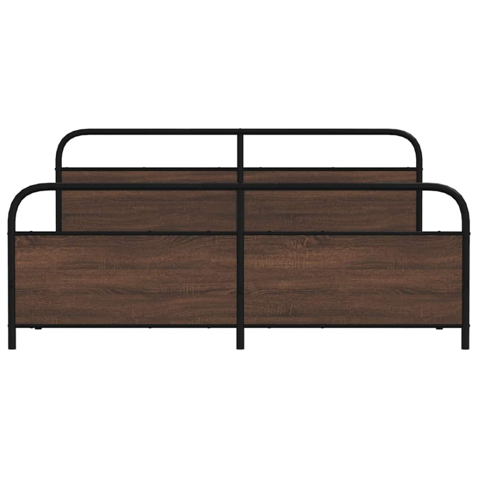 Estructura de cama sin colchón metal roble marrón 200x200