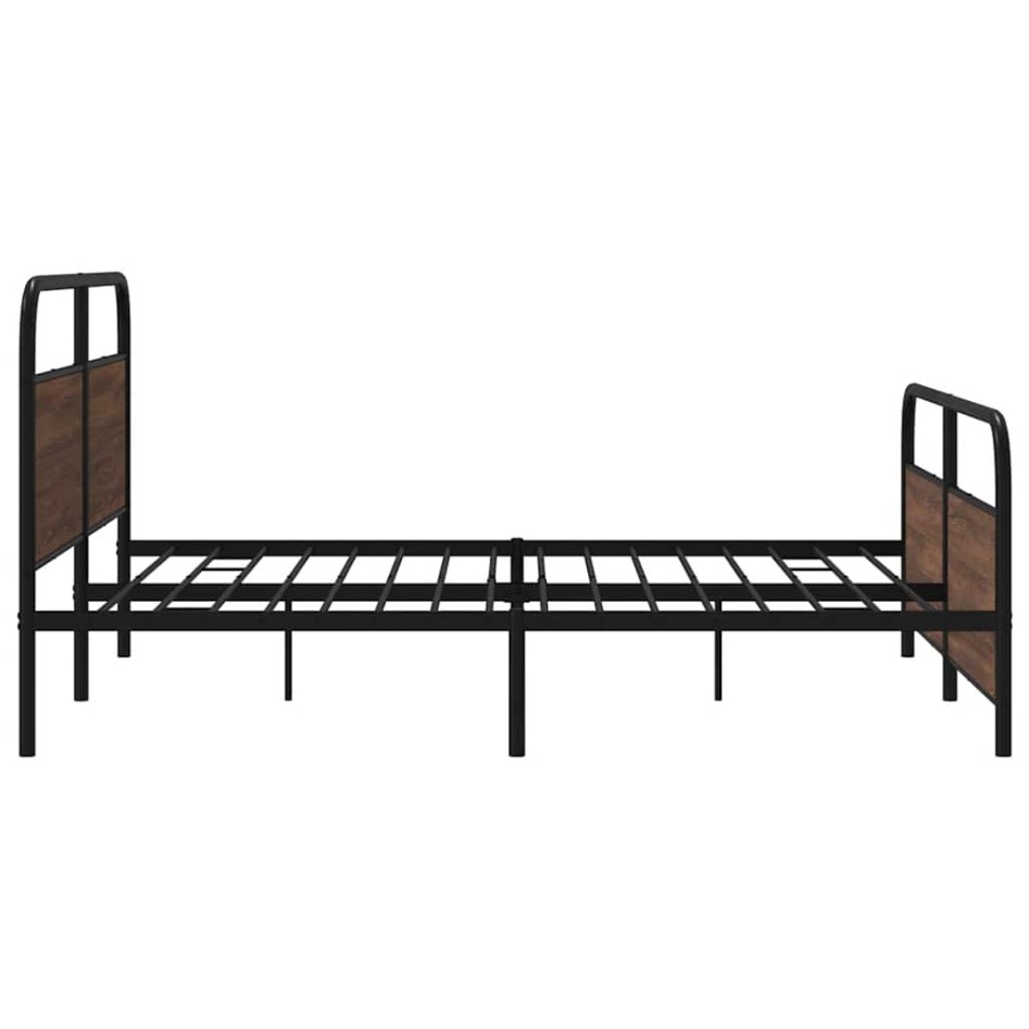 Estructura de cama sin colchón metal roble marrón 200x200