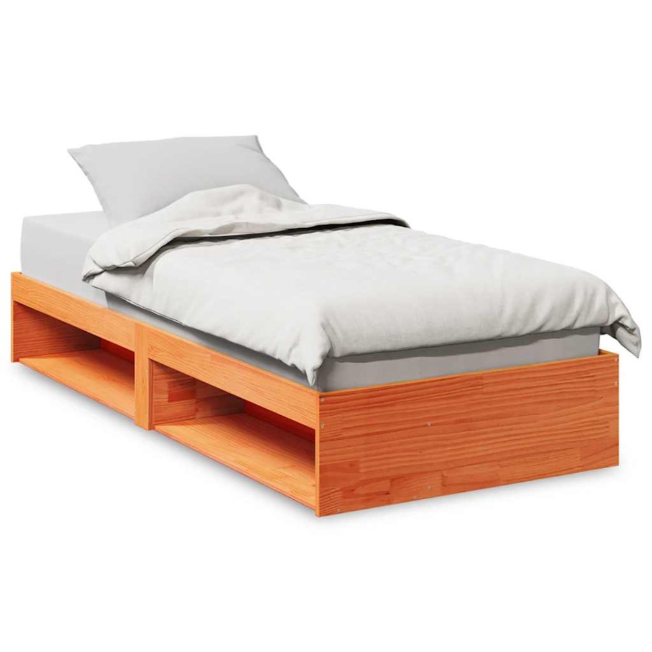 Sofá cama sin colchón madera maciza pino marrón cera 90x190
