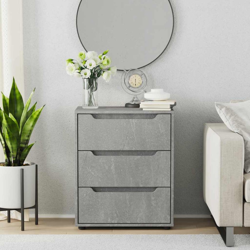 Aparador VISNES gris hormigón 60x40x73 cm madera de