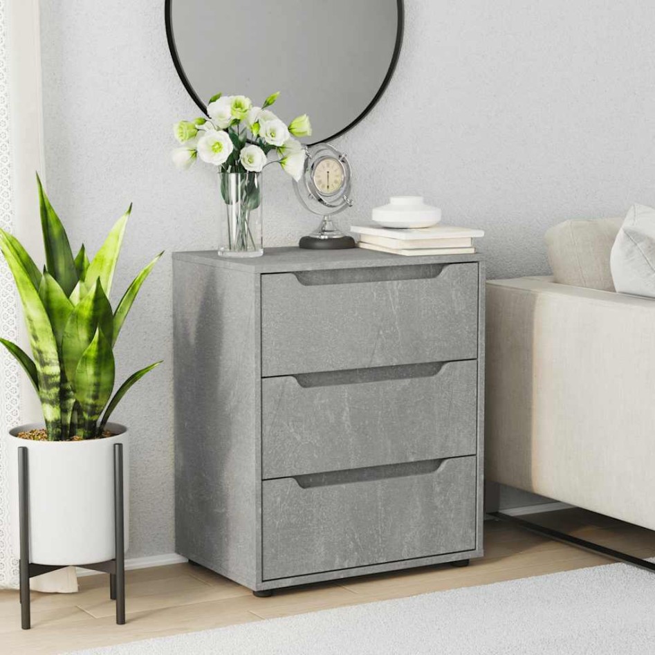 Aparador VISNES gris hormigón 60x40x73 cm madera de