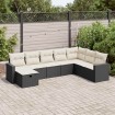 Set de sofás de jardín y cojines 8 piezas ratán sintético negro