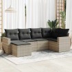 Set de sofás de jardín 6 pzas y cojines ratán sintético gris