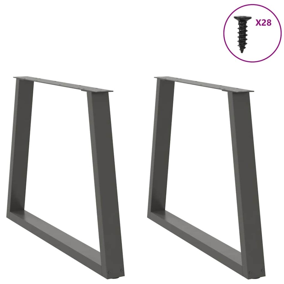 Patas para mesa comedor forma V 2uds antracita 90x(72-73,3)