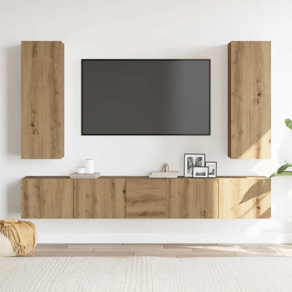 Mueble para TV de pared madera contrachapada artesanal 5