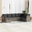Set de sofás de jardín y cojines 8 piezas ratán sintético gris