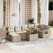 Juego de sofás de jardín con cojines beige 8 pzas ratán PE