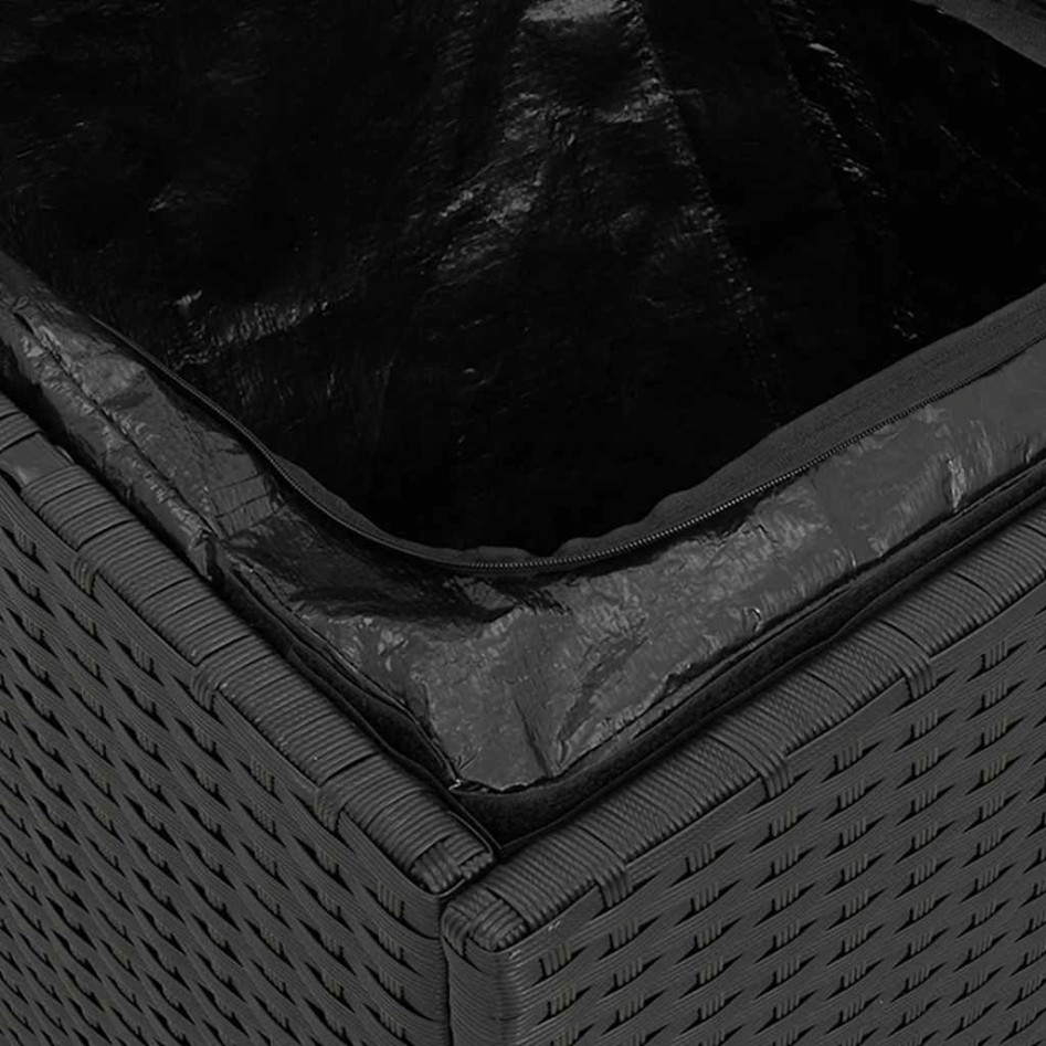 Taburetes de jardín con cojines 2 uds negro 40x40x43