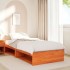 Sofá cama con colchón madera maciza pino marrón cera 80x200