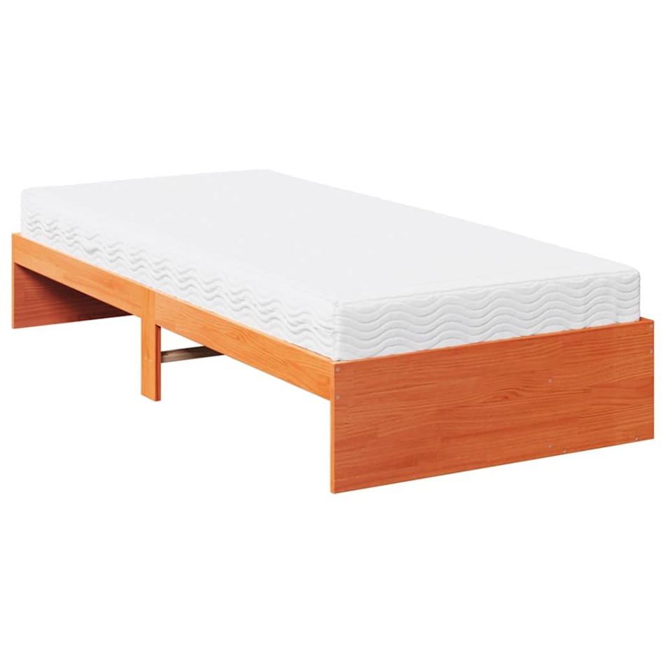 Sofá cama con colchón madera maciza pino marrón cera 80x200