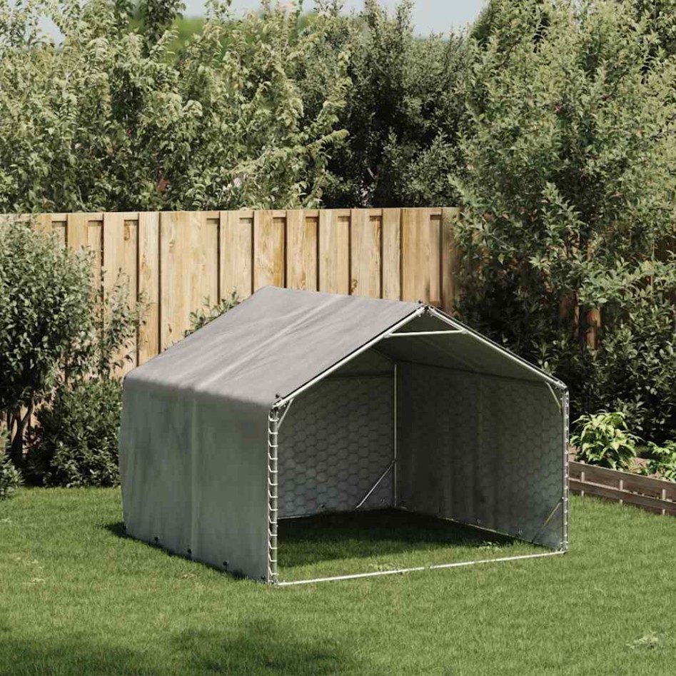 Caseta perros exterior con cubierta 2x2x1,5 m acero