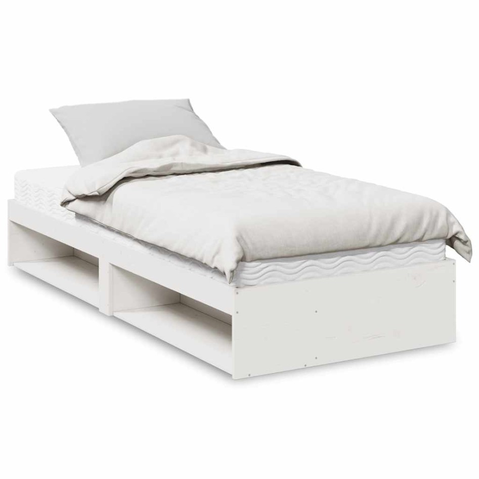 Sofá cama con colchón madera maciza de pino blanco 90x190