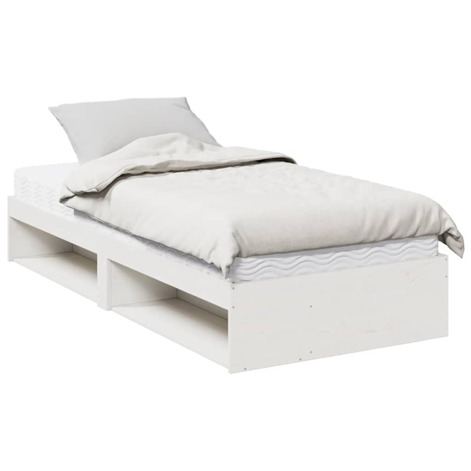 Sofá cama con colchón madera maciza de pino blanco 90x190