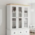 Armario con puertas de vidrio BODO madera de pino blanco